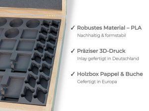 Organizer in Holzkiste für Kunststoff Spielfiguren – Basisspiel, Seefahrer und Städte & Ritter